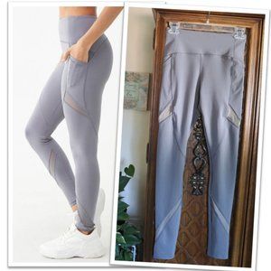 3/$15 Forever 21 Active Sheer Mesh Panel Leggings - Gray, XS